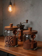 Glass Food Storage Jars with Wooden Lids 3-Piece Airtight Set | MIRA