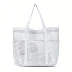 Large Mesh Beach Tote Bag with Pockets – Foldable & Sandproof | MIRA
