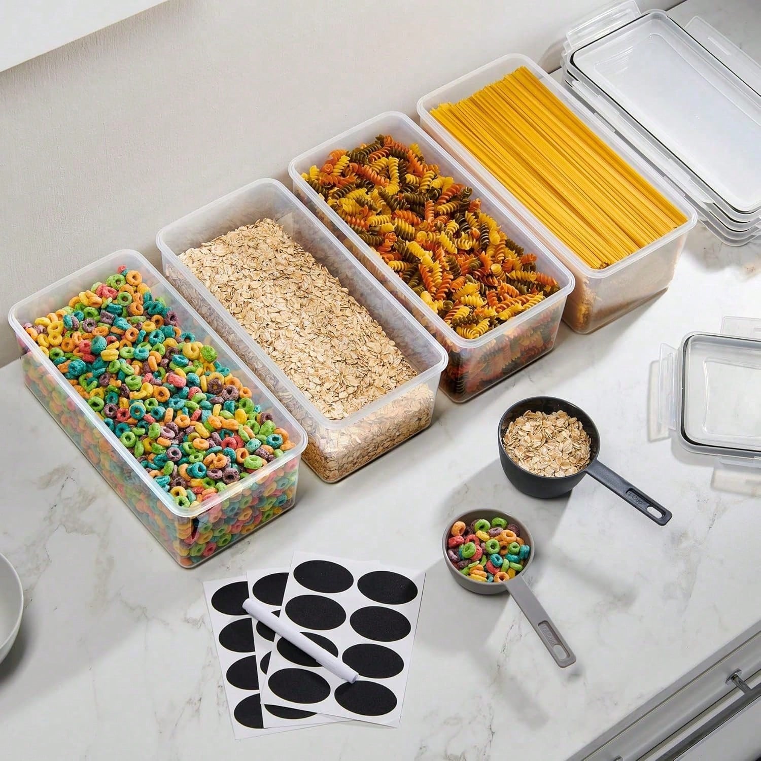 Airtight Food Storage Containers 8-Piece Set with Scoops & Labels | MIRA