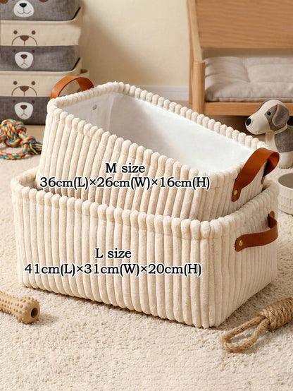 Personalized Dog Toy Basket - Corduroy Pet Storage Basket With Name, Gift For New Dog Owners