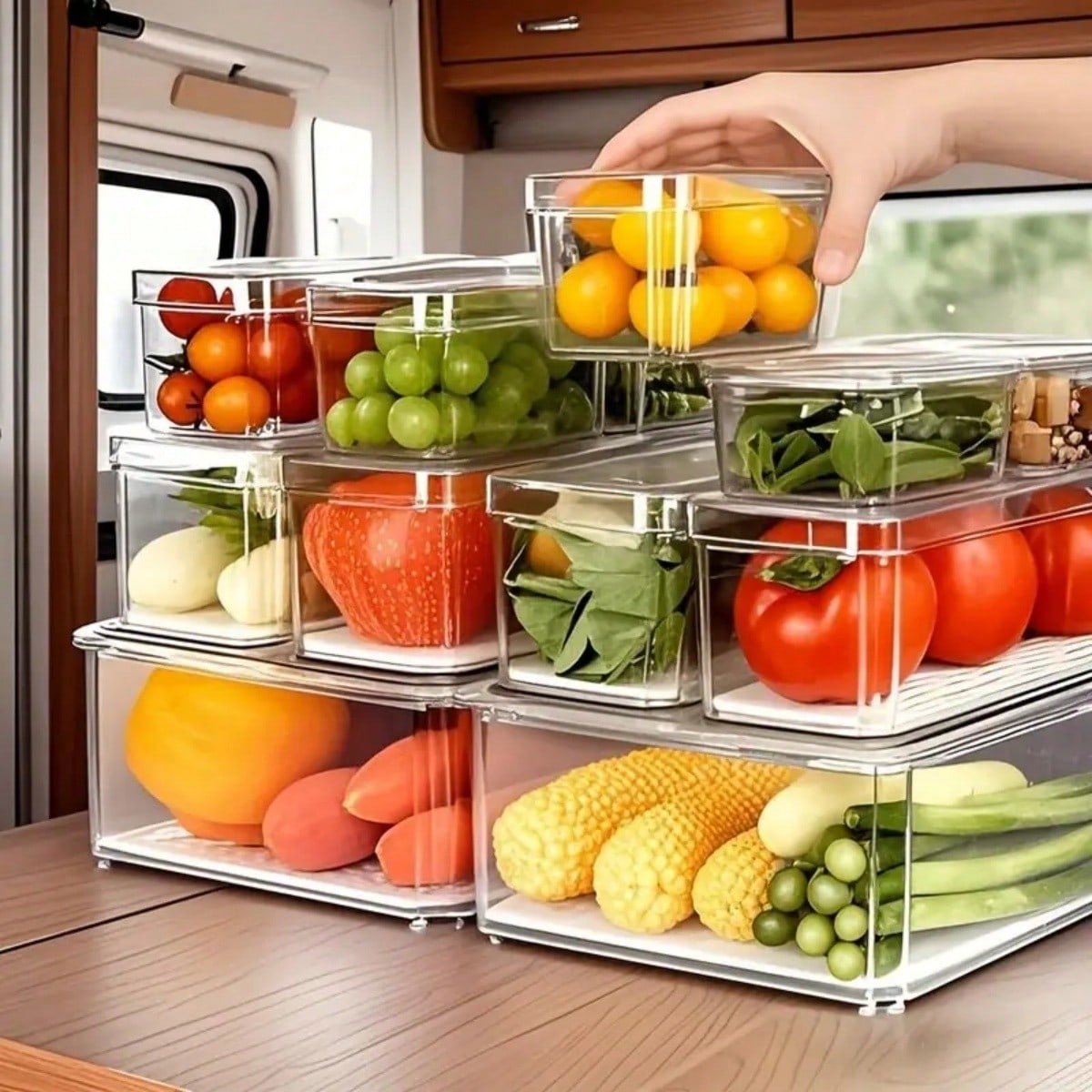 7/14 Pack Fridge Organizers,Stackable Refrigerator Organizer Bins With Lids,Fridge Fruit Storage Containers,Space-Saving Organizers Suitable For Kitchen,Cabinets And Fridge,For Snacks, Fruits, Vegetable, Cereals,Perfect Gift For Graduation,Party,Birthday,