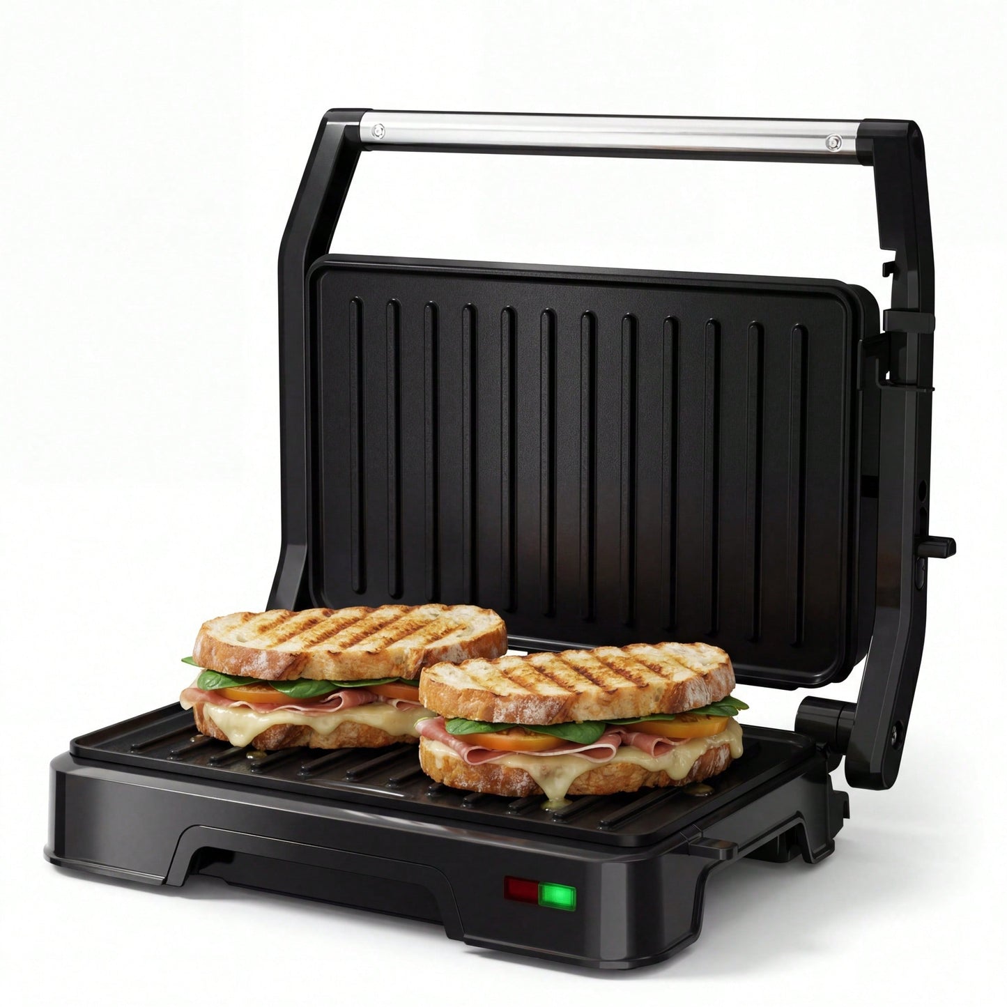 CACHOO Panini Grill Press - 2-Slice, 180° Opening, Non-Stick For Versatile Grilling, Toasting, And Cooking, Easy To Clean, Perfect For Home Kitchens, 850W, 304 Stainless Steel