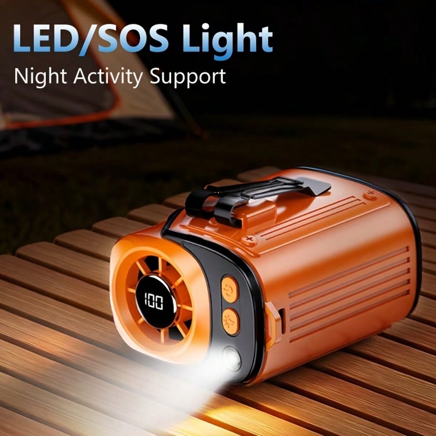 Neck Portable Waist Fan, 18000RPM Powerful Brushless Motor, Five-Speed Adjustment, 5000mAh Large-Capacity Long-Lasting Battery, LED Battery Display, Suitable For Outdoor Work, Camping, Wilderness Fishing, Spring Outings.