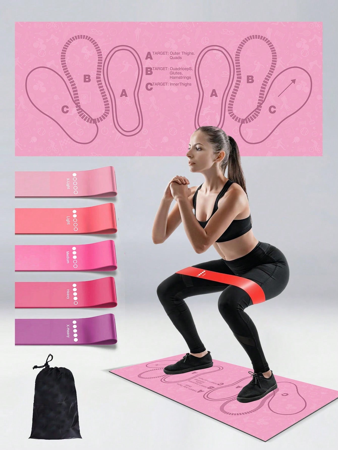 Non-Slip Silicone Squat Mat 35x80cm – 1000GSM Yoga & Fitness Training Mat | MIRA