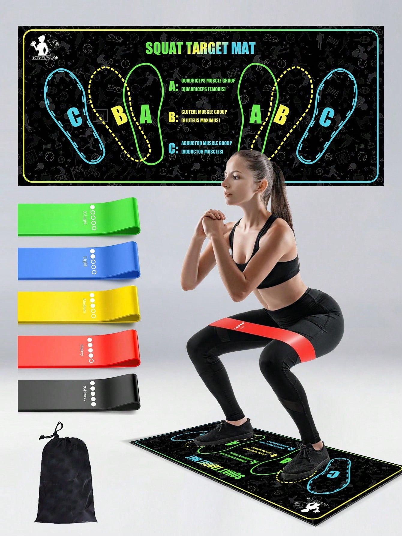 Non-Slip Silicone Squat Mat 35x80cm – 1000GSM Yoga & Fitness Training Mat | MIRA