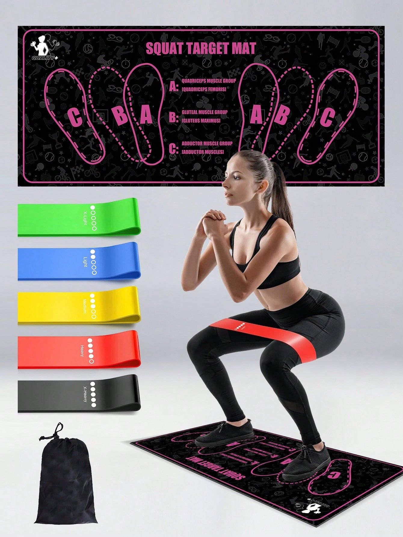 Non-Slip Silicone Squat Mat 35x80cm – 1000GSM Yoga & Fitness Training Mat | MIRA