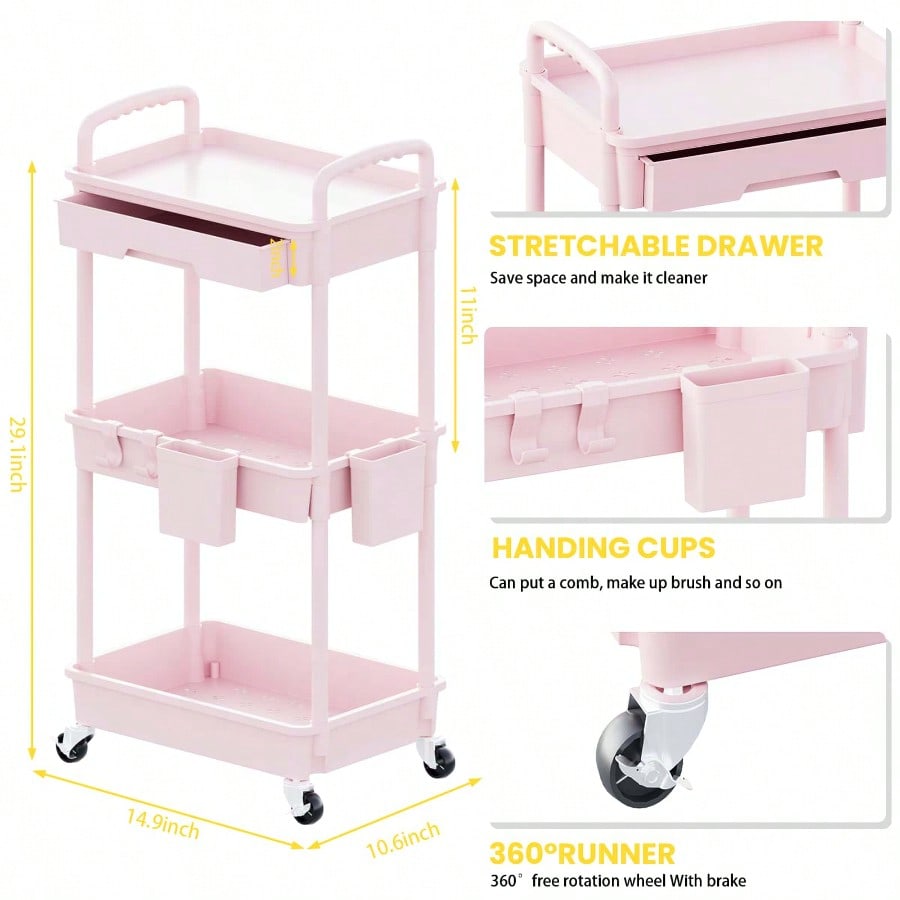 SlimRolling Storage Cart 3-Tier – Bathroom & Kitchen Organizer | MIRA