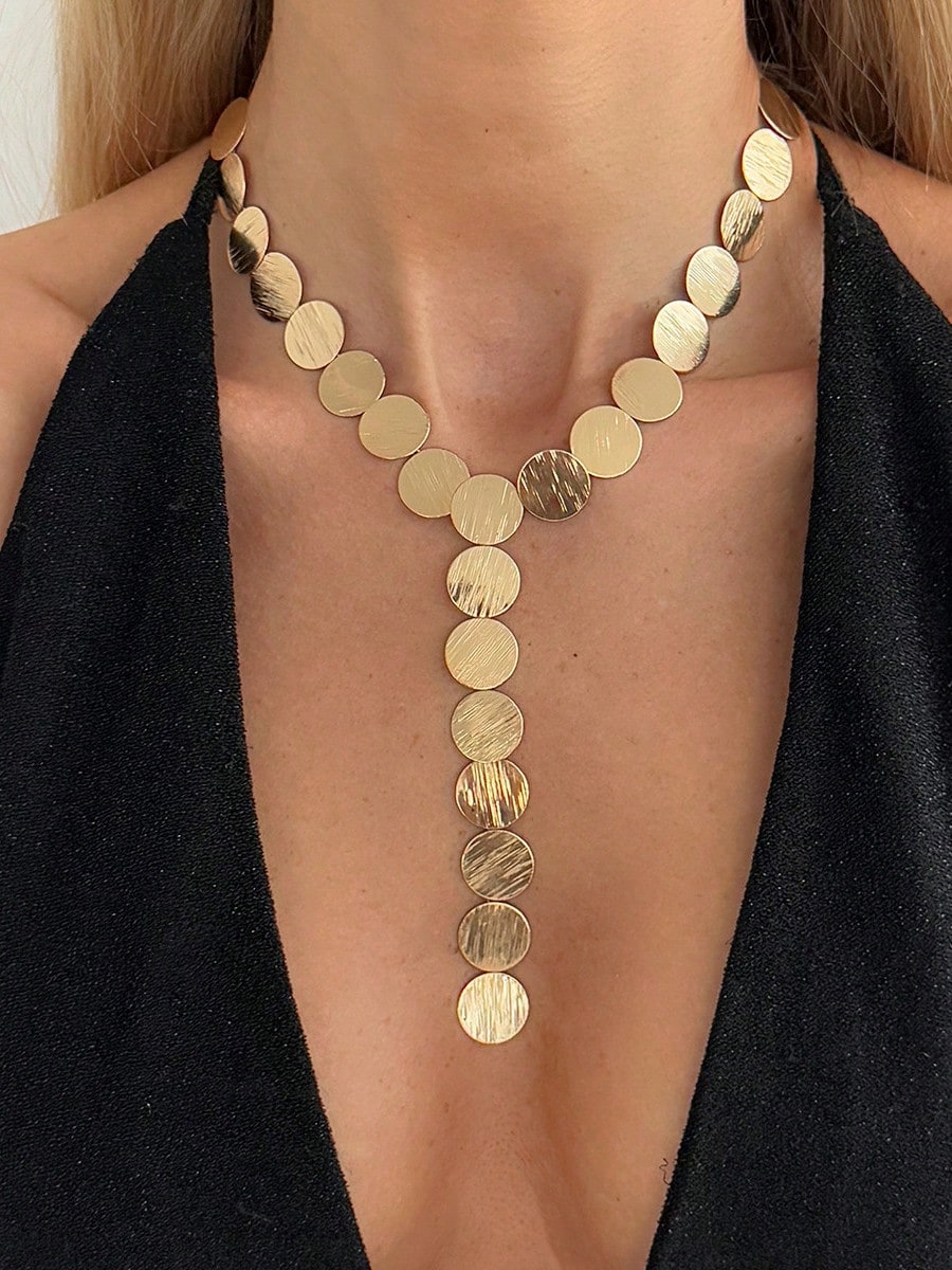 Vintage Geometric Faux Gemstone Y-Shaped Tassel Necklace | MIRA