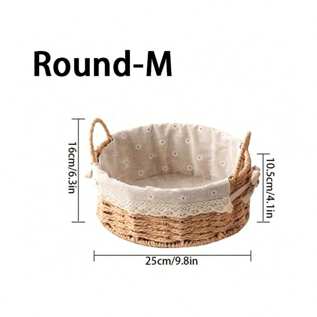 Paper Woven Storage Basket with Handle | Lace Decor Organizer | MIRA