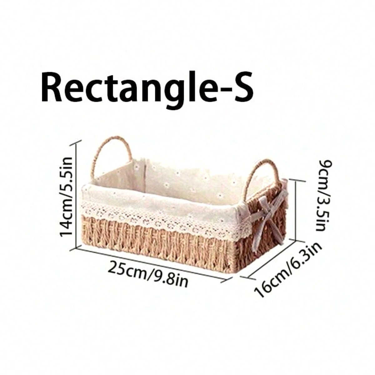 Paper Woven Storage Basket with Handle | Lace Decor Organizer | MIRA
