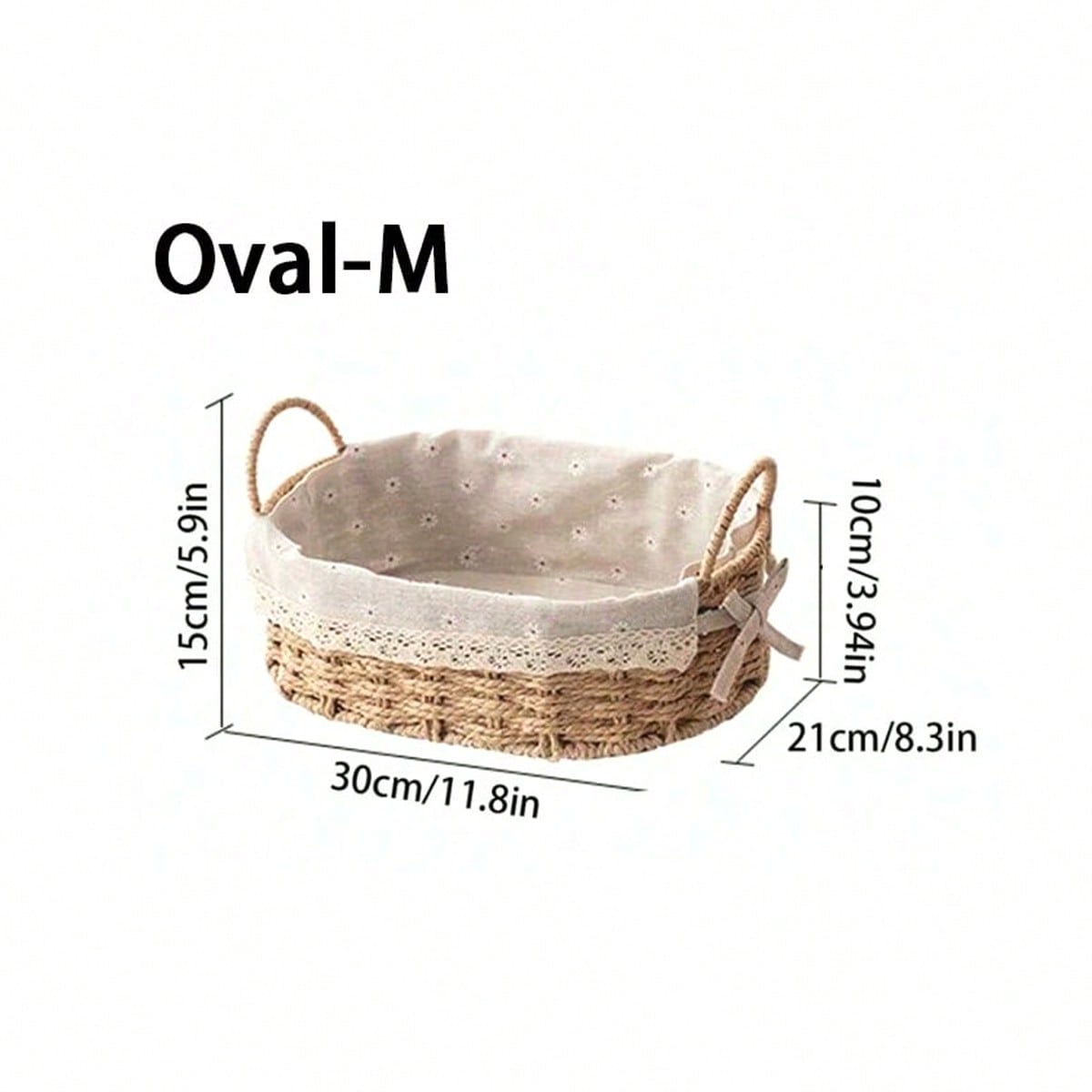 Paper Woven Storage Basket with Handle | Lace Decor Organizer | MIRA