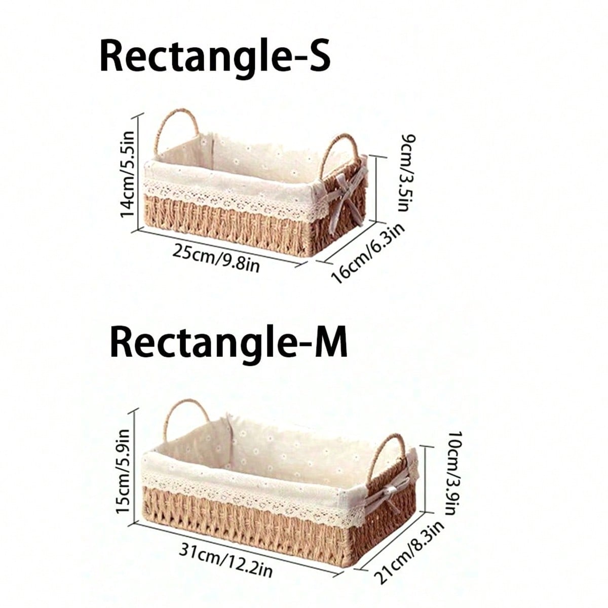 Paper Woven Storage Basket with Handle | Lace Decor Organizer | MIRA