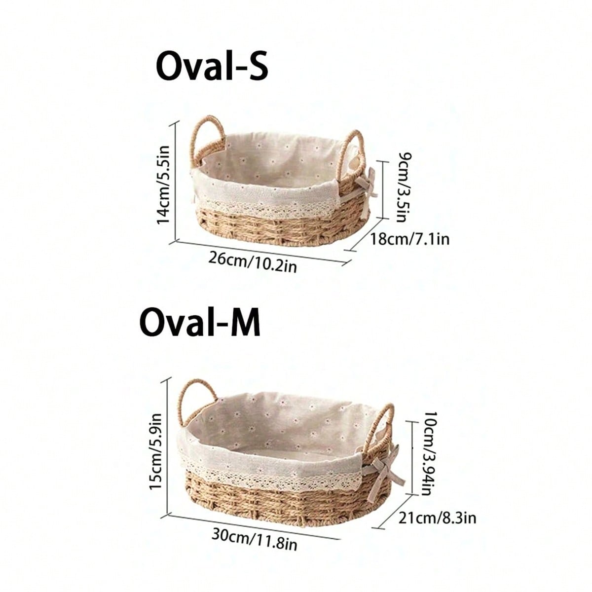 Paper Woven Storage Basket with Handle | Lace Decor Organizer | MIRA