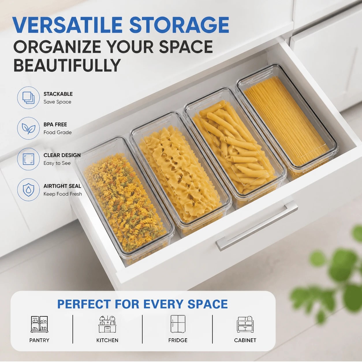 Airtight Food Storage Containers 8-Piece Set with Scoops & Labels | MIRA