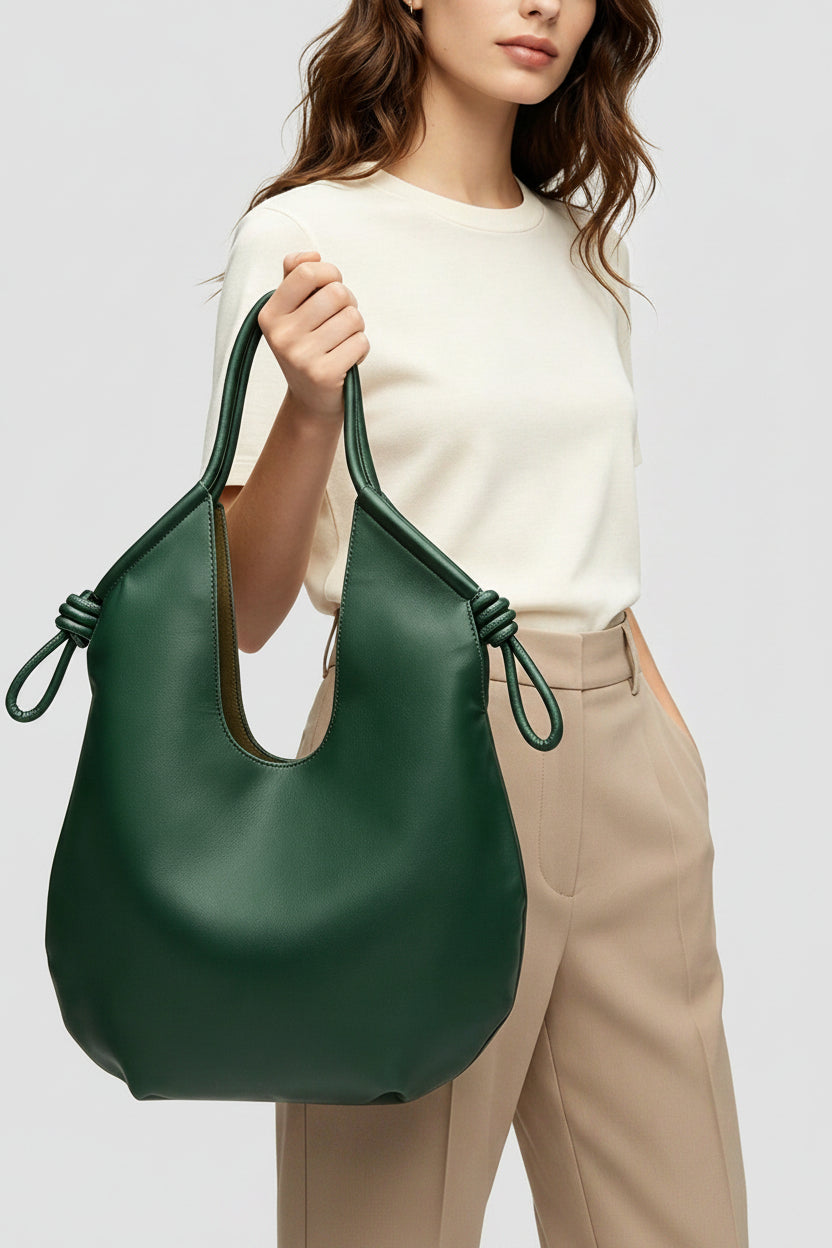 PU Leather Slouchy Drawstring Shoulder Bag | Large Tote | MIRA