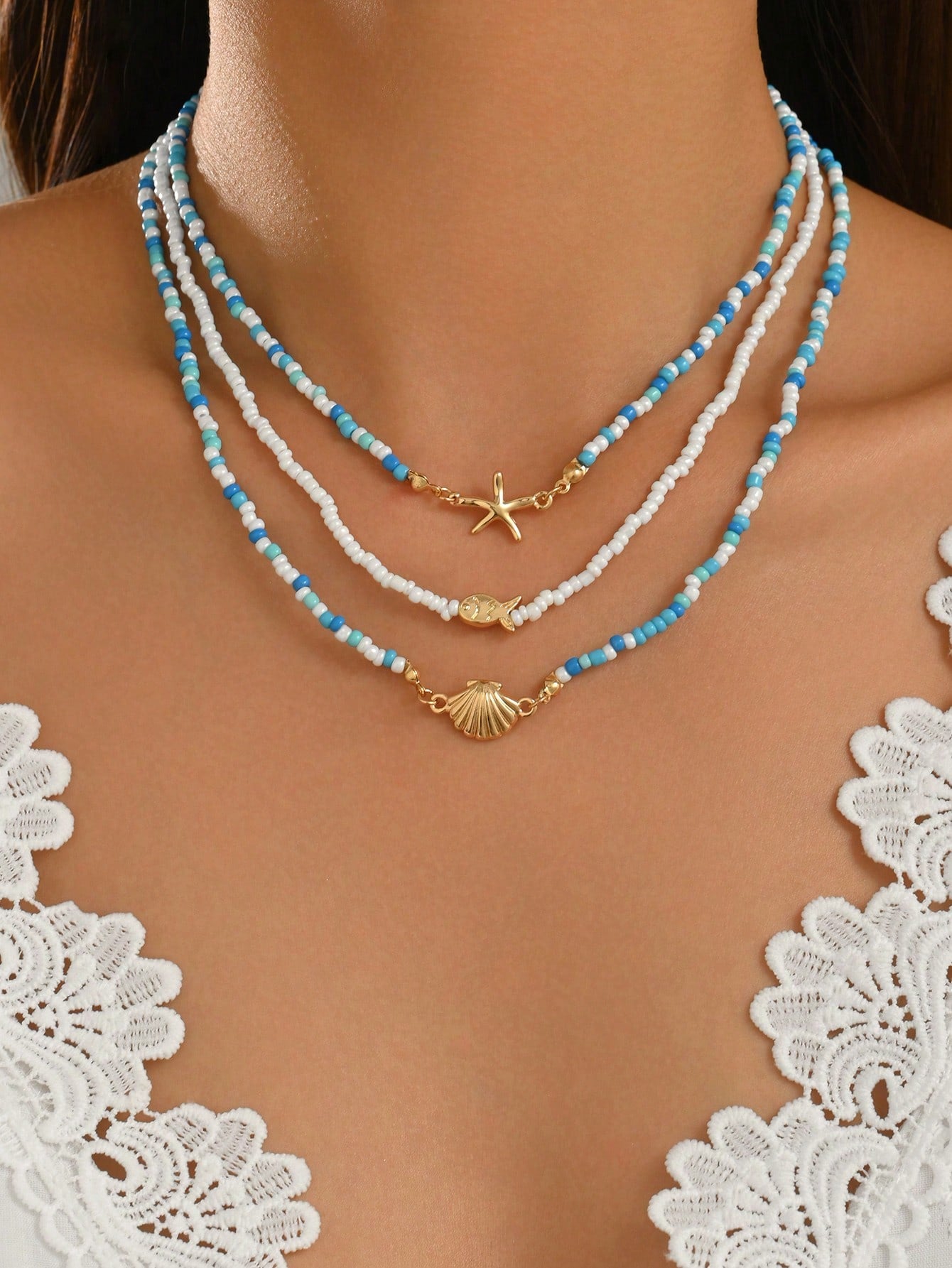 Gold Layered Bead Chain Necklace Set for Women – Boho Style | MIRA