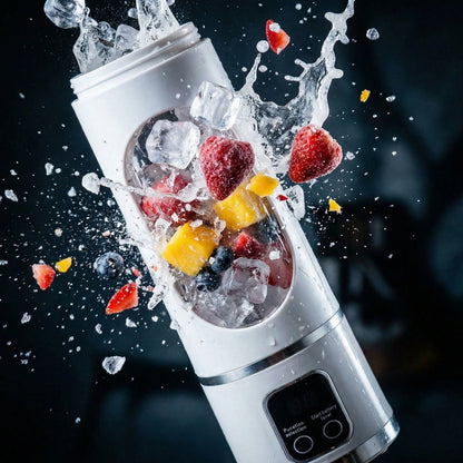 Portable Usb Rechargeable Mini Blender & Juicer - 3 Modes, Digital Display, 12-Blade, 15.22oz, Easy Clean, Ideal For Travel - Fresh Juices Anywhere