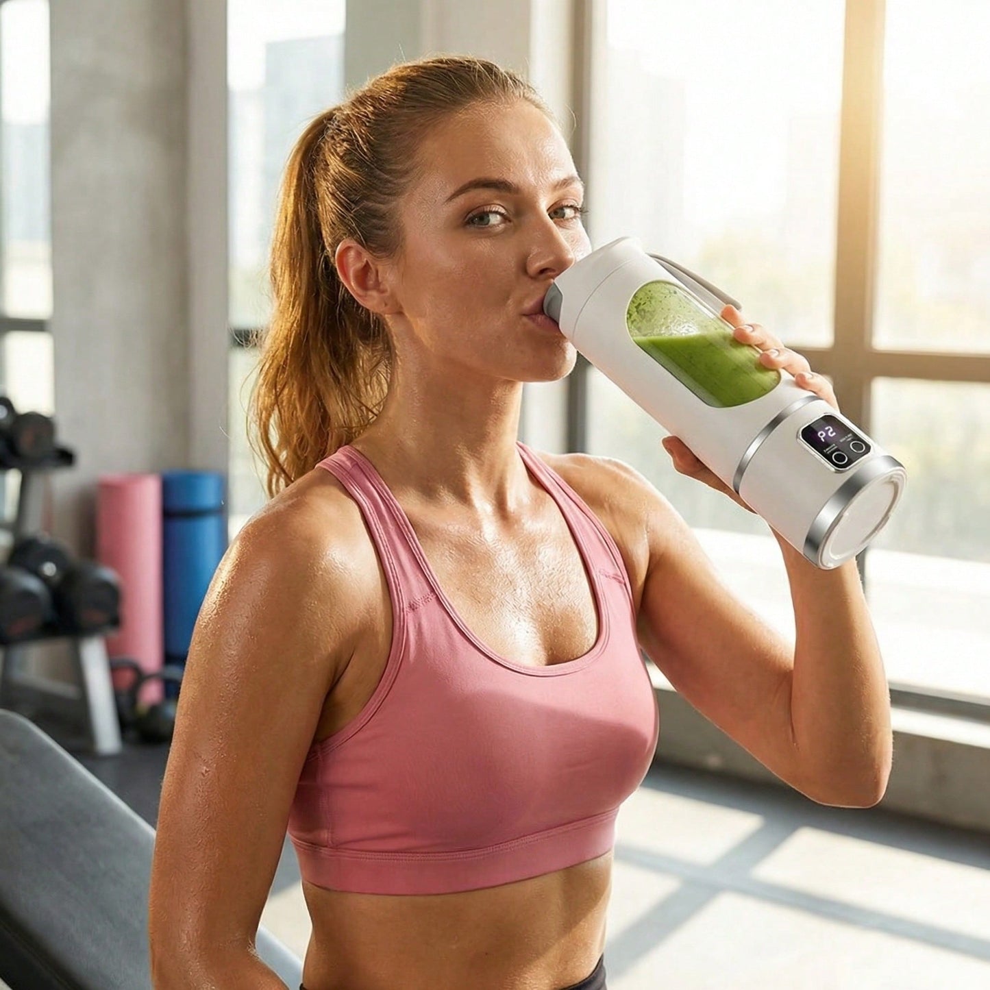 Portable Usb Rechargeable Mini Blender & Juicer - 3 Modes, Digital Display, 12-Blade, 15.22oz, Easy Clean, Ideal For Travel - Fresh Juices Anywhere
