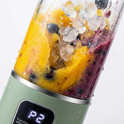 Portable Usb Rechargeable Mini Blender & Juicer - 3 Modes, Digital Display, 12-Blade, 15.22oz, Easy Clean, Ideal For Travel - Fresh Juices Anywhere