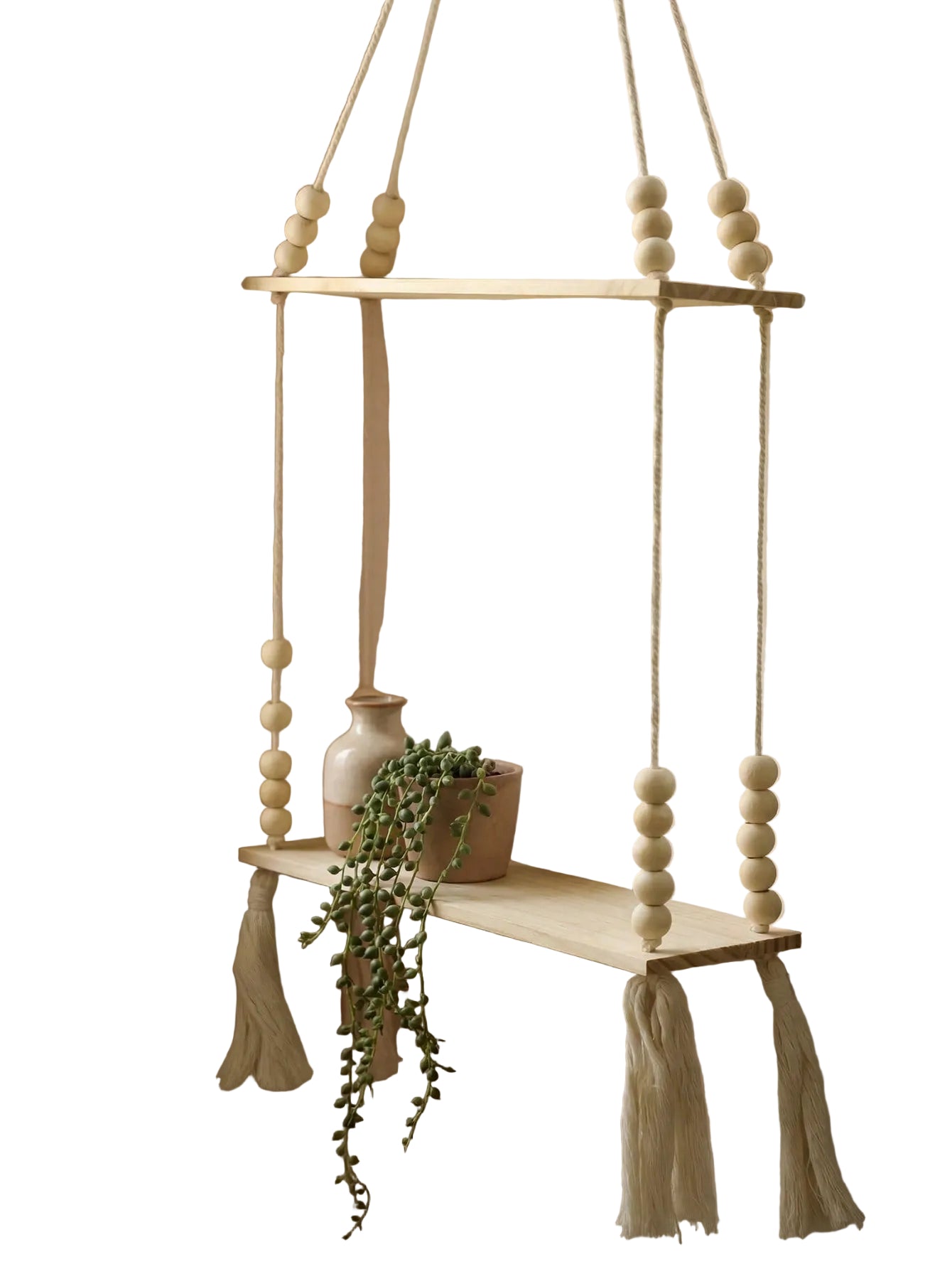 Hand-Woven Wood Bead Tassel Wall Hanging | Boho Wall Decor | MIRA