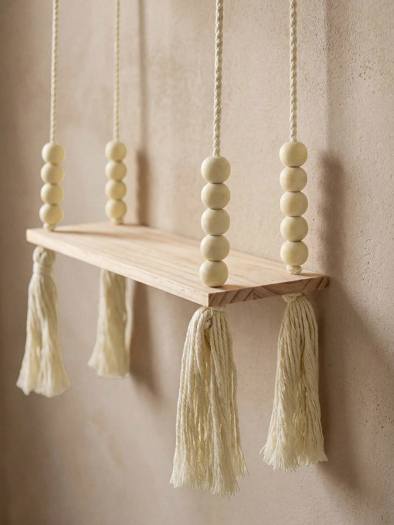 Hand-Woven Wood Bead Tassel Wall Hanging | Boho Wall Decor | MIRA