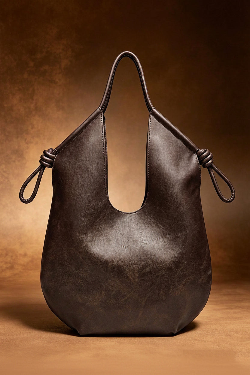 PU Leather Slouchy Drawstring Shoulder Bag | Large Tote | MIRA