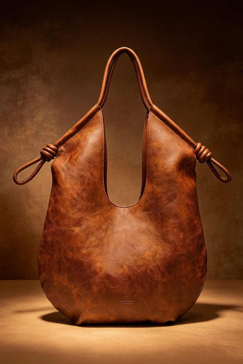 PU Leather Slouchy Drawstring Shoulder Bag | Large Tote | MIRA