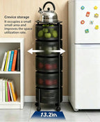 5-Tier Rotating Rolling Storage Cart – Metal Mesh Organizer | MIRA