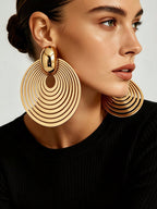 Oversized Hollow Long Drop Earrings – Gold, Silver & Black | MIRA