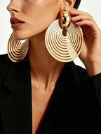 Oversized Hollow Long Drop Earrings – Gold, Silver & Black | MIRA