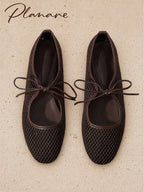 Women's Mesh Flat Shoes | Square Toe Ballet Flats | MIRA