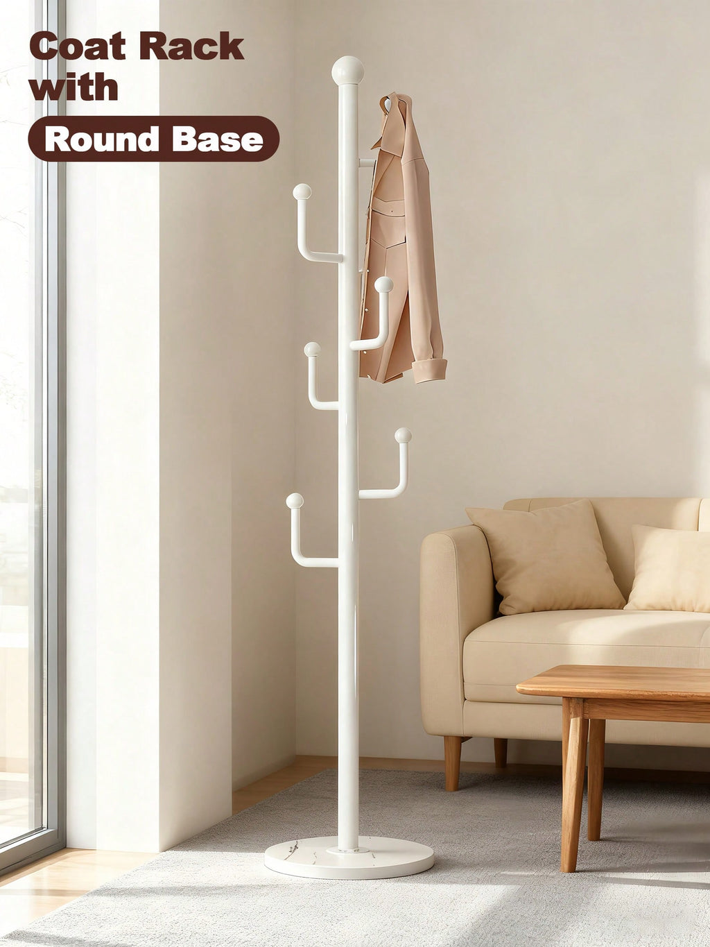 Freestanding Coat Rack with Storage Basket – Entryway Stand | MIRA