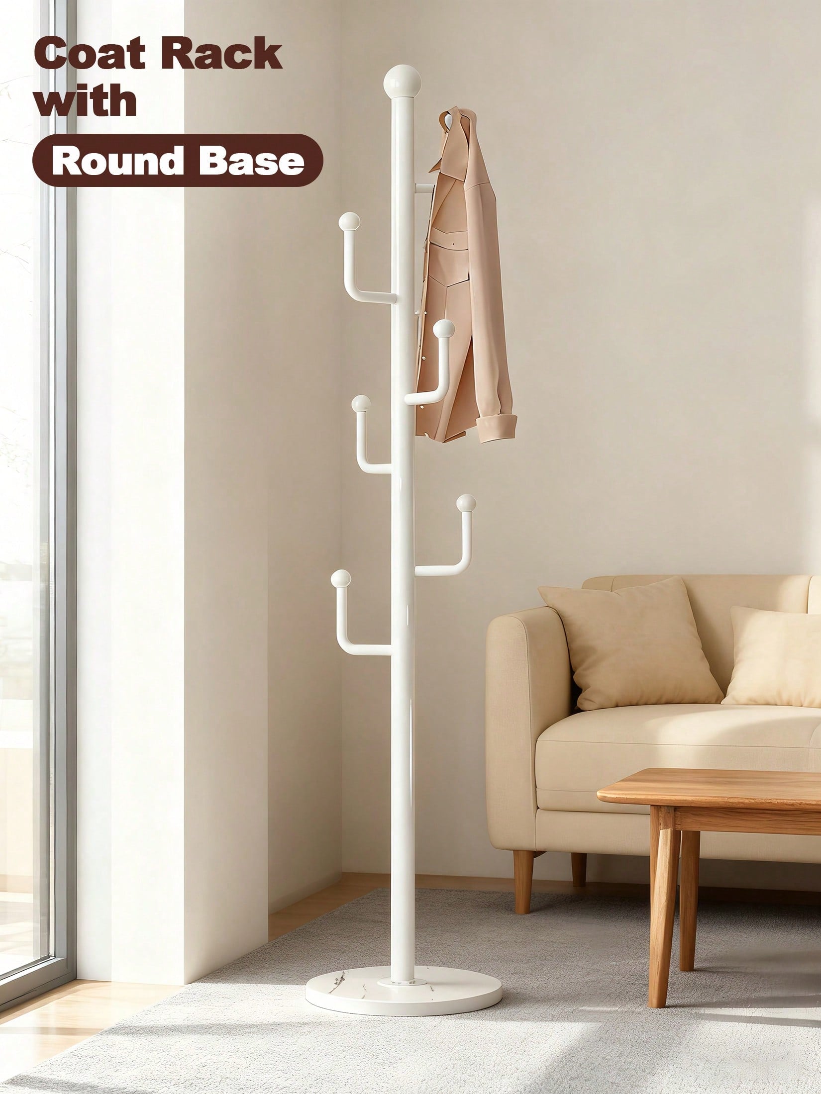 Freestanding Coat Rack with Storage Basket – Entryway Stand | MIRA