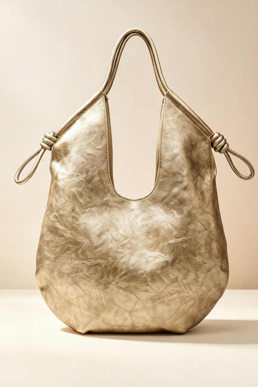 PU Leather Slouchy Drawstring Shoulder Bag | Large Tote | MIRA