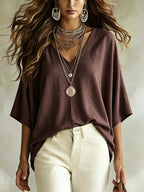 Women's Boho Loose Linen Shirt Blouse | Casual Vacation Top | MIRA