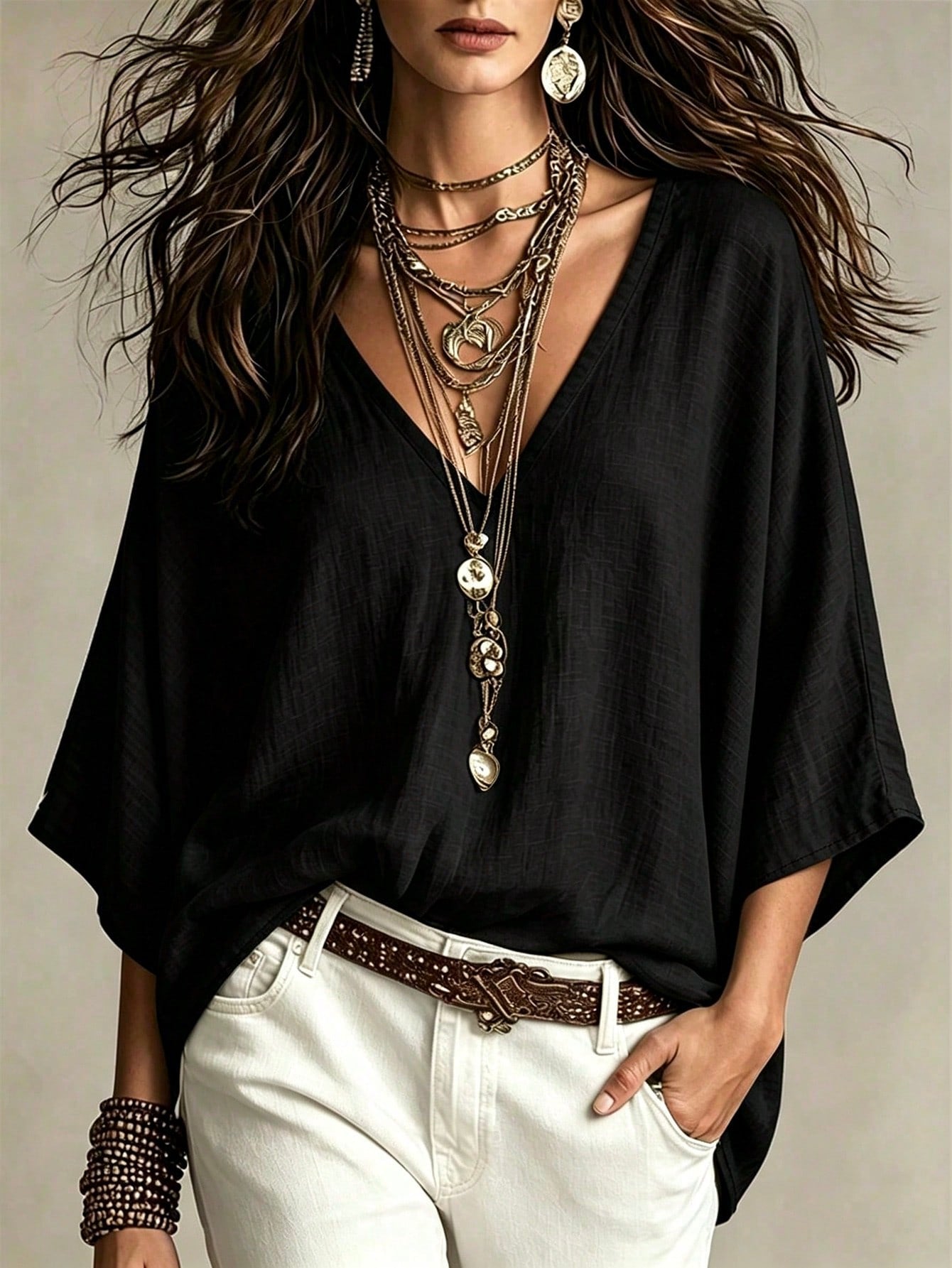 Women's Boho Loose Linen Shirt Blouse | Casual Vacation Top | MIRA