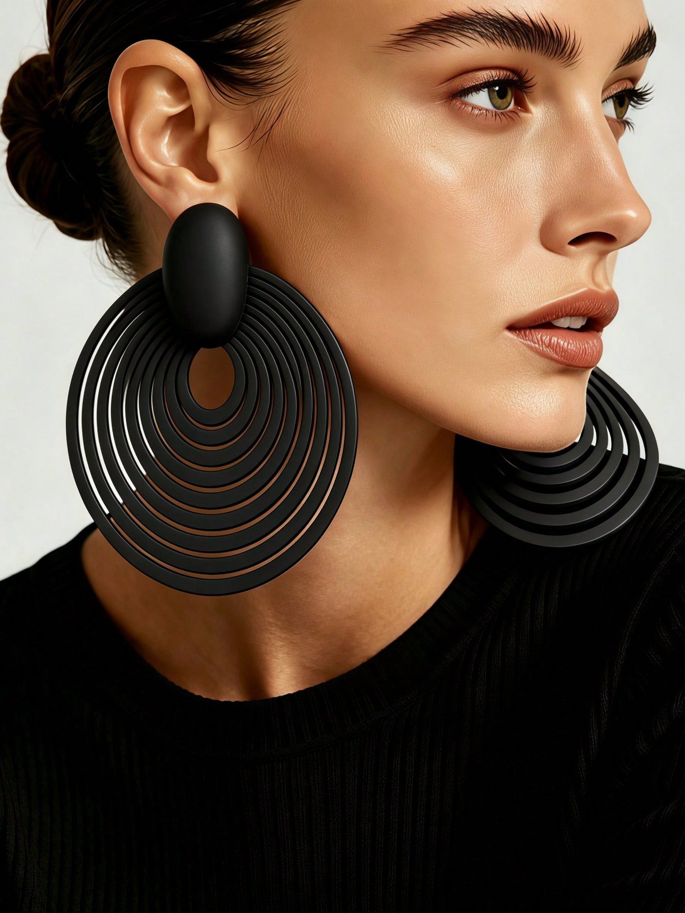 Oversized Hollow Long Drop Earrings – Gold, Silver & Black | MIRA