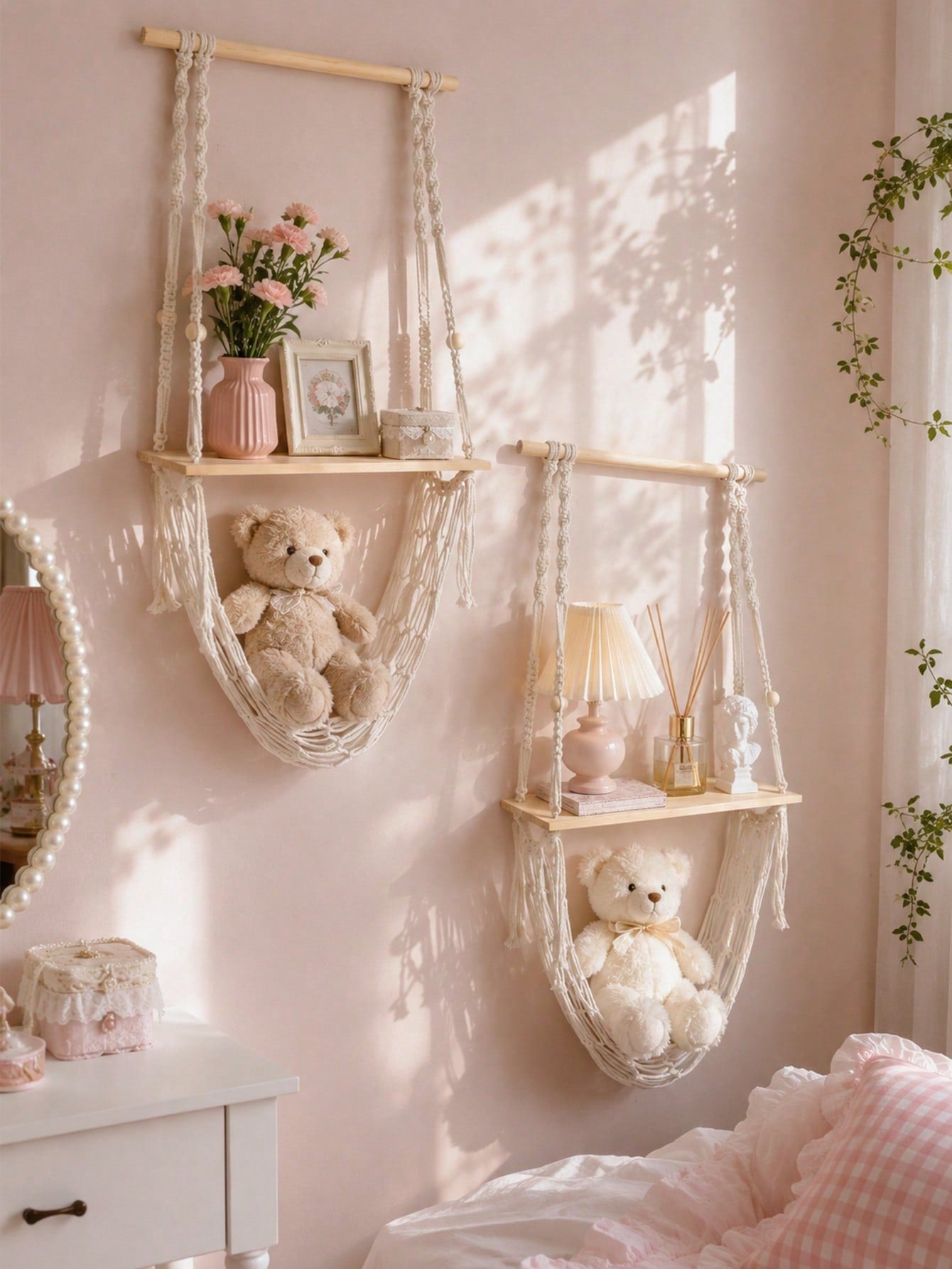 Handmade Boho Woven Wall Basket | Floating Wall Shelf | MIRA