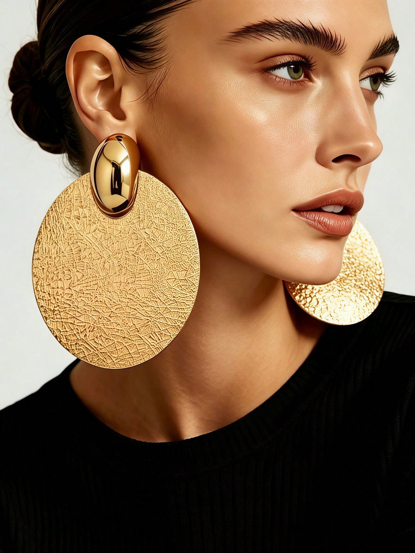 Oversized Hollow Long Drop Earrings – Gold, Silver & Black | MIRA