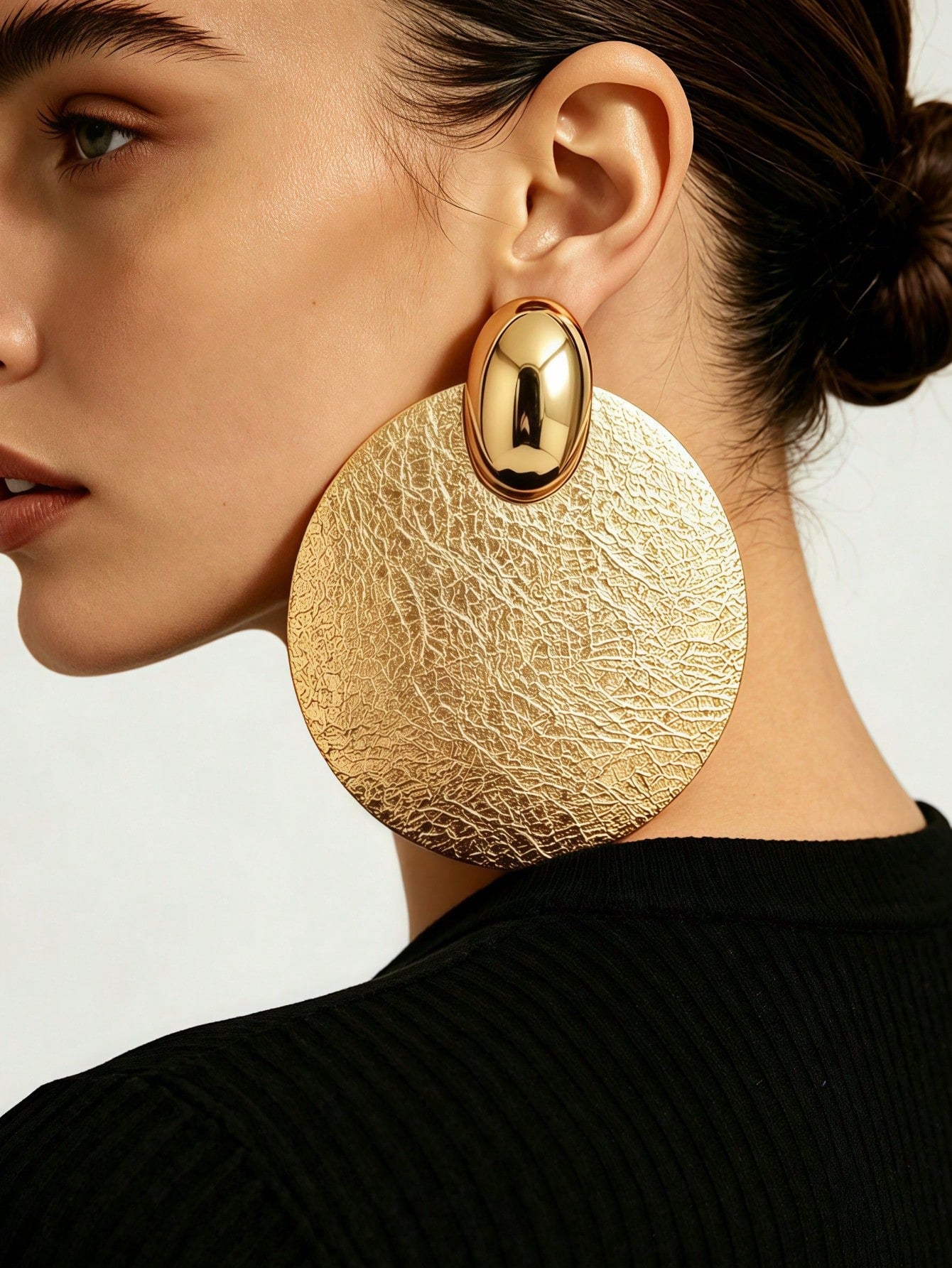 Oversized Hollow Long Drop Earrings – Gold, Silver & Black | MIRA