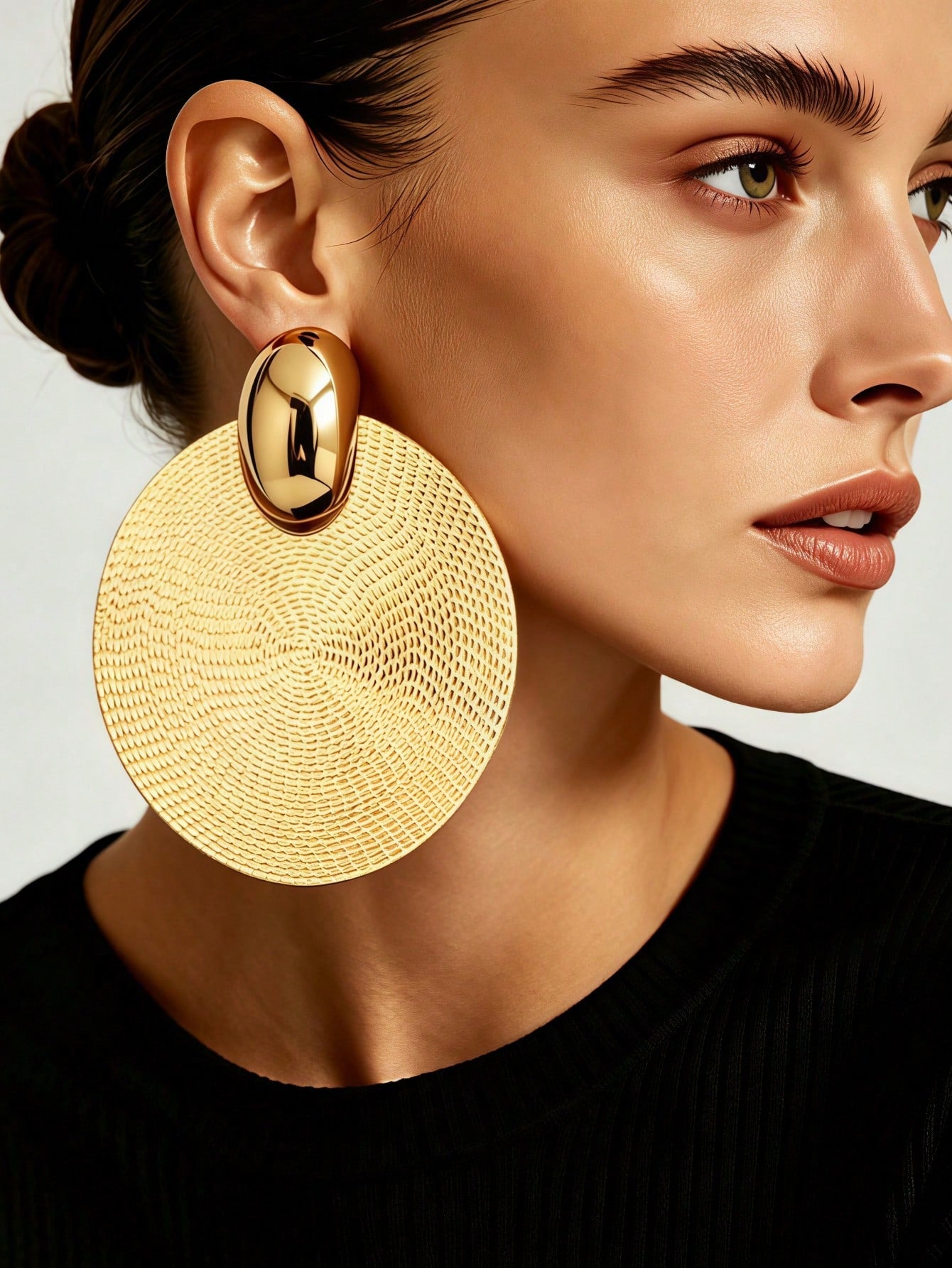 Oversized Hollow Long Drop Earrings – Gold, Silver & Black | MIRA
