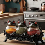Gothic Frog Spice Jars Set of 3 – Apothecary Witch Kitchen Decor | MIRA