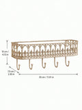 Retro Wall Mounted Shelf with 5 Hooks – Iron Key & Coat Hanger | MIRA
