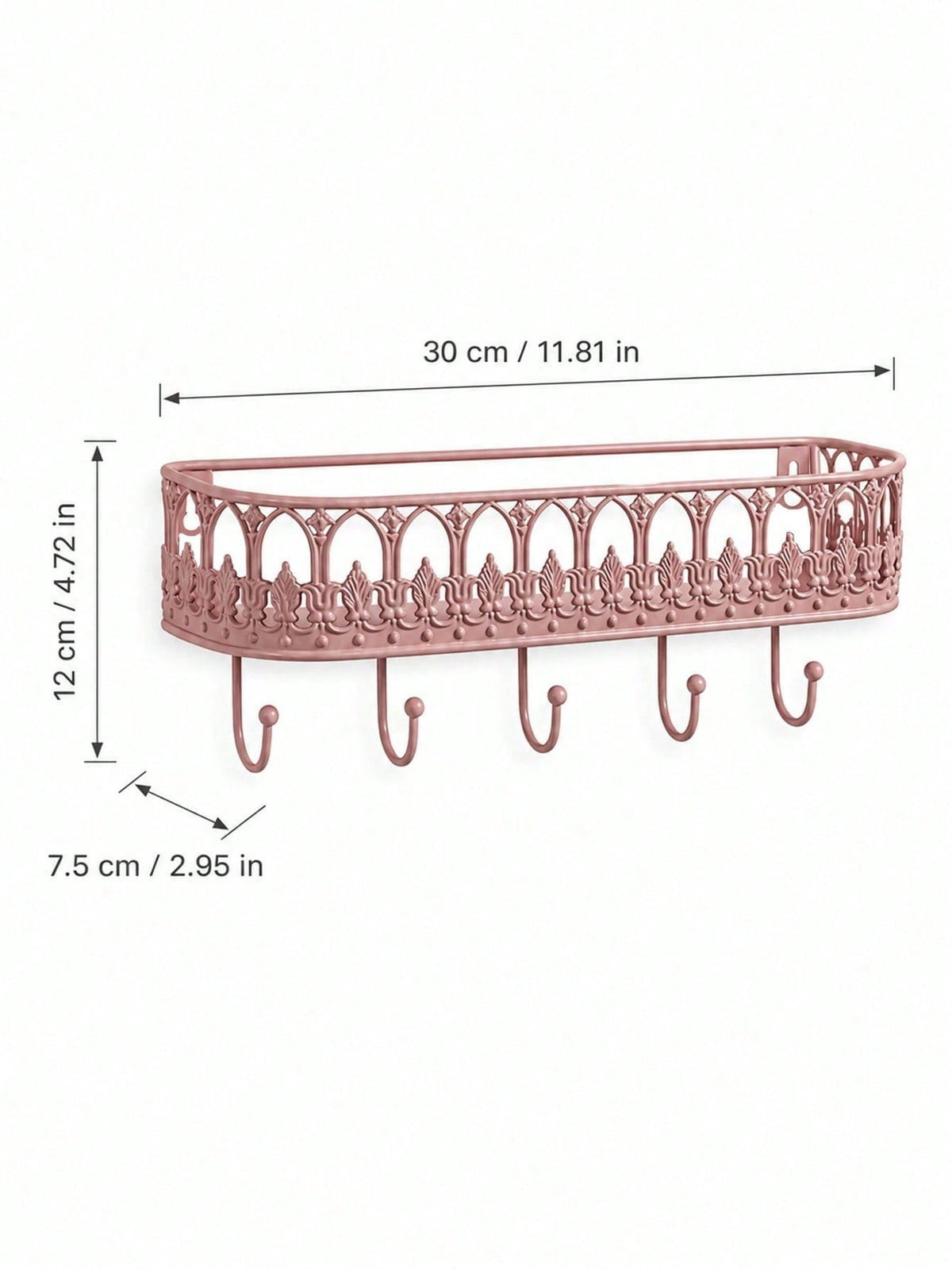 Retro Wall-Mounted Shelf with 5 Hooks
