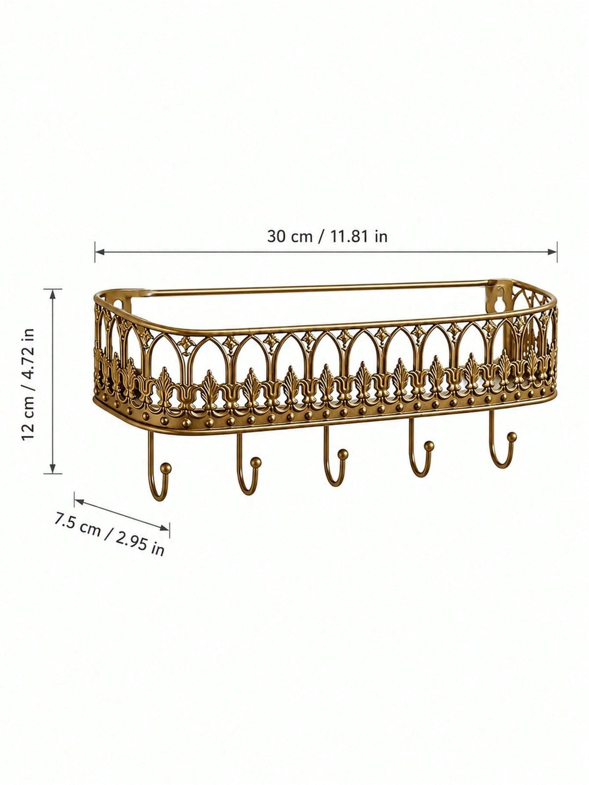 Retro Wall-Mounted Shelf with 5 Hooks