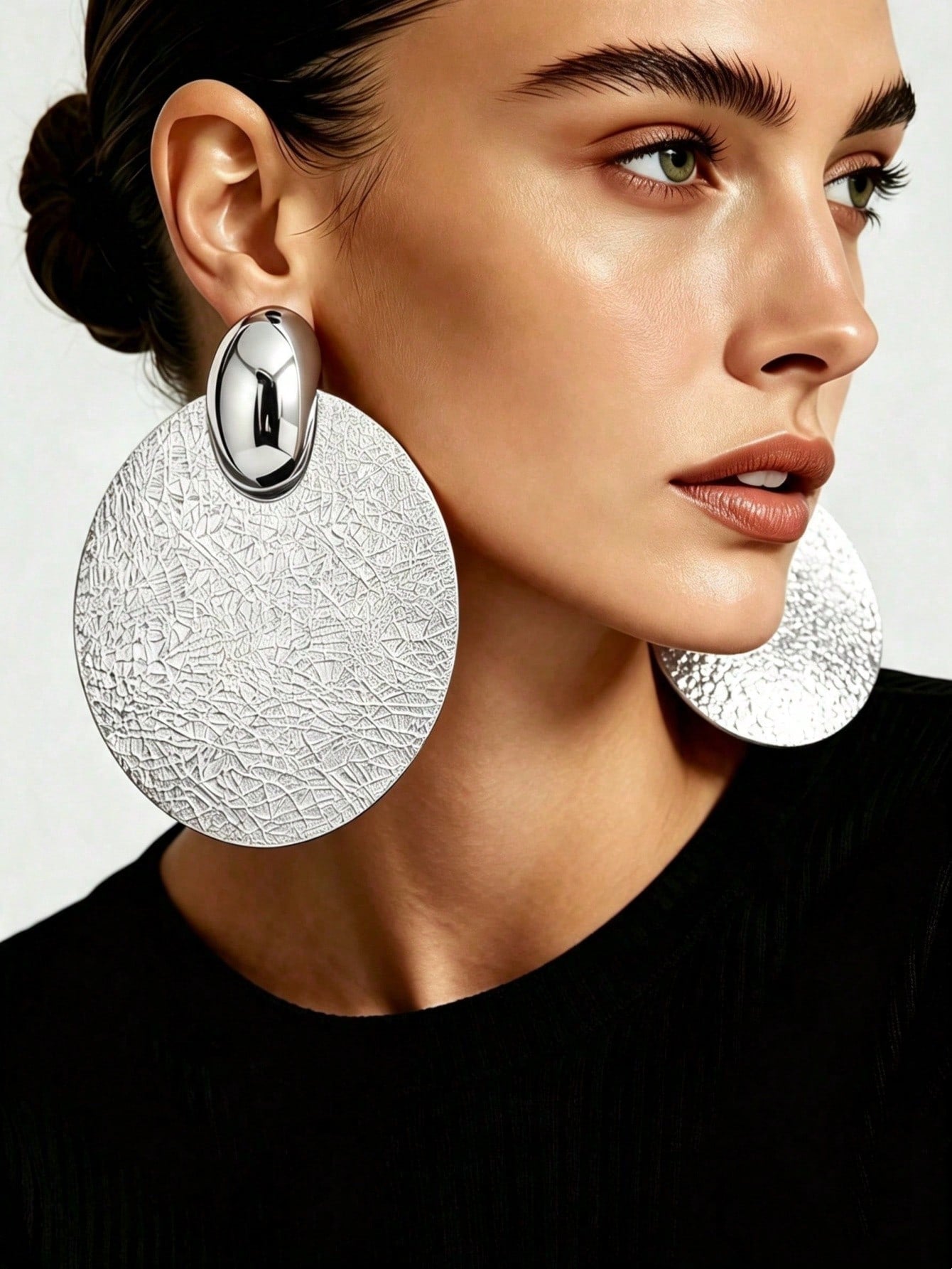 Oversized Hollow Long Drop Earrings – Gold, Silver & Black | MIRA