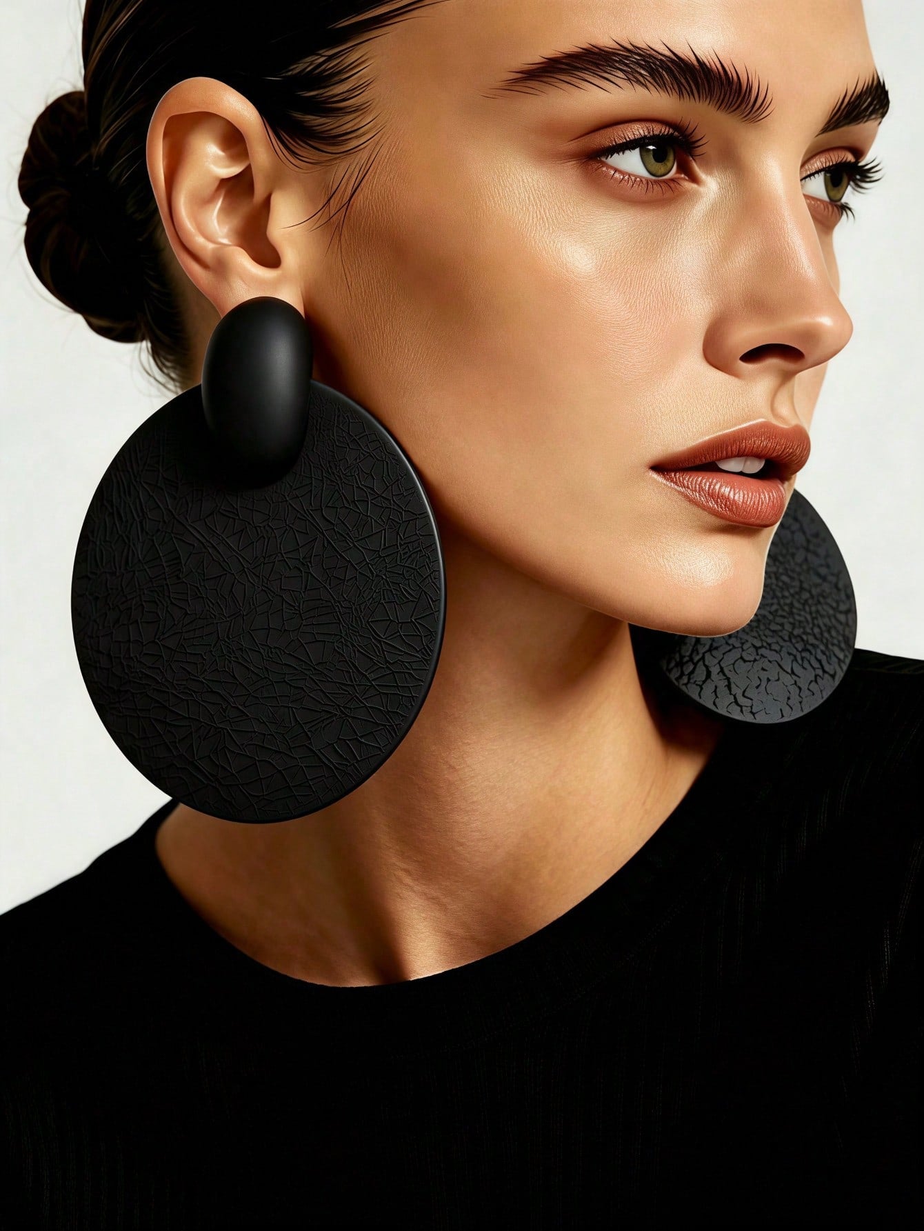 Oversized Hollow Long Drop Earrings – Gold, Silver & Black | MIRA