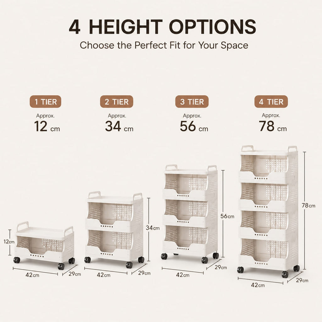 Stackable Storage Bins with Wheels 1-4 Tier – Rolling Plastic Organizer | MIRA