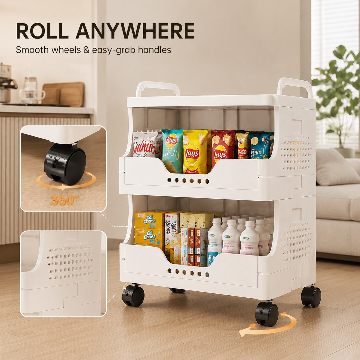 Stackable Storage Bins with Wheels 1-4 Tier – Rolling Plastic Organizer | MIRA