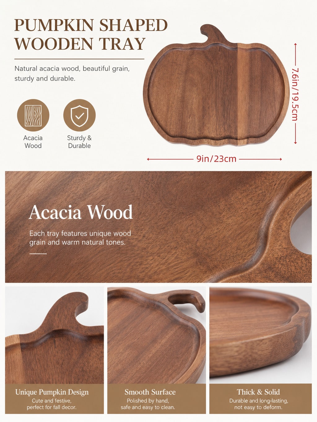 Pumpkin Shaped Wooden Serving Tray – Halloween Thanksgiving Gift | MIRA